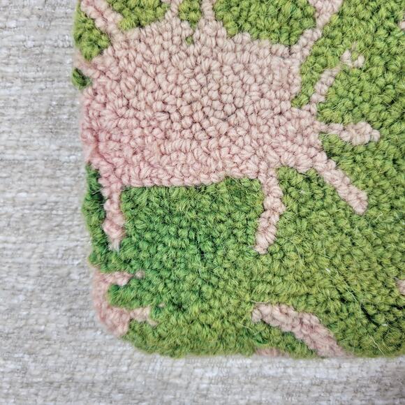 Vtg Handmade Wool Hooked Crab Pillow Cover 18x18 Coastal Nautical Beach Cottage - Picture 16 of 16